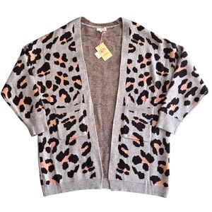 Entro Gray and Black Leopard Print Sweater